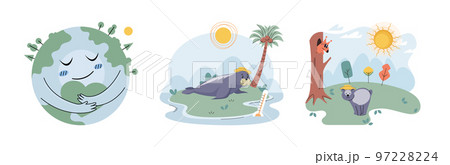 Climate change concept. Global warming metaphor. Temperature rising animal extinction. Environment Day 97228224