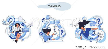 Problem solving concept, man wondering or thinking, planning or pondering, with question mark 97228229
