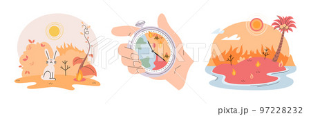 Climate change concept. Global warming metaphor. Temperature rising animal extinction. Environment Day 97228232