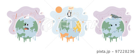 Climate change concept. Global warming design. Temperature rising animal extinction. Environment Day 97228236