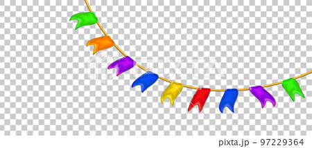 Bunting flags. Garland little flags by a rope. Png - Stock Illustration  [97229364] - PIXTA
