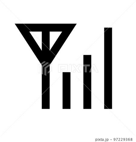 携帯電波のシルエットアイコン。電波の強さシンボル。ベクター。 携帯電波のシルエットアイコン。電波の強さシンボル。ベクター。 97229368