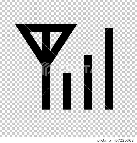 携帯電波のシルエットアイコン。電波の強さシンボル。ベクター。 携帯電波のシルエットアイコン。電波の強さシンボル。ベクター。 97229368