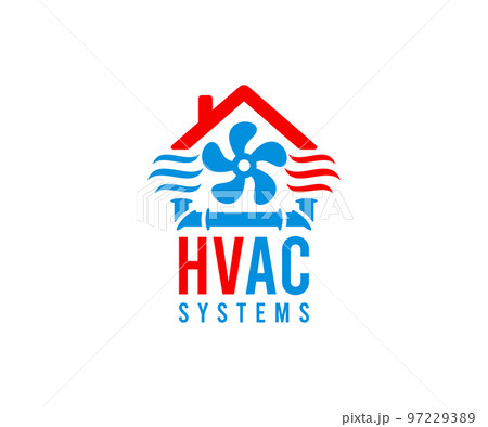 Heating, ventilation, and air conditioning, hvac systems, logo design. Construction, repair and installation of air conditioners and ventilation system, vector design and illustration 97229389