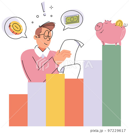 Businessman planning successful money...のイラスト素材 [97229617] - PIXTA