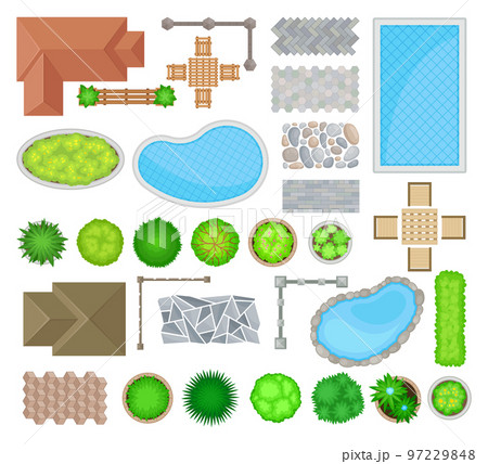 Landscape Elements Design Above View Big Vector Set 97229848
