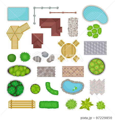 Landscape Elements Design Above View Big Vector Set Landscape Elements Design Above View Big Vector Set 97229850