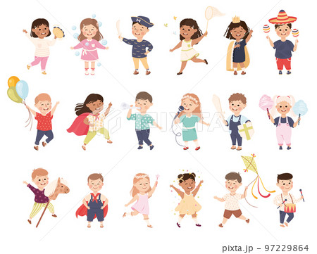 Smiling Girl and Boy Playing and Having Fun Engaged in Different Activity Big Vector Set Smiling Girl and Boy Playing and Having Fun Engaged in Different Activity Big Vector Set 97229864