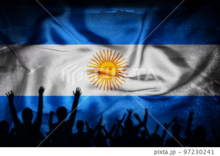 soccer supporters and Argentina flag 97230241