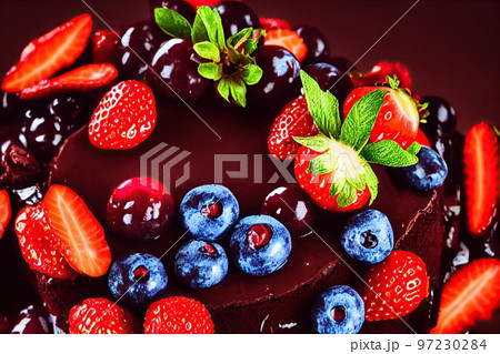 Delicious cherry pie with jam and various forest berries Delicious cherry pie with jam and various forest berries 97230284