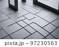 Uneven grey tiles pattern on abstract room floor background 3D render digital illustration 97230563