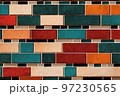 Big and small colorful textured bricks pattern background 3D render digital illustration 97230565