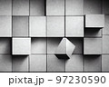 Geometric shape textured grey blocks pattern background 3D render digital illustration 97230590