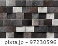 Different grey shades rough square tiles pattern background 3D render digital illustration 97230596