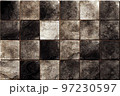 Different grey shades rough square tiles pattern background 3D render digital illustration 97230597