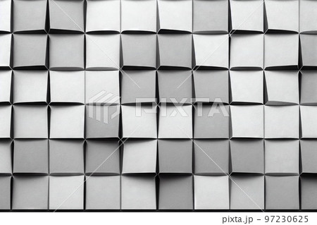 Three-dimensional uneven square grey tiles pattern 3D render digital illustration 97230625