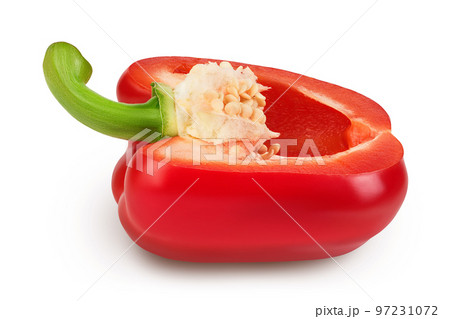 red sweet bell pepper half isolated on white background with full depth of field 97231072