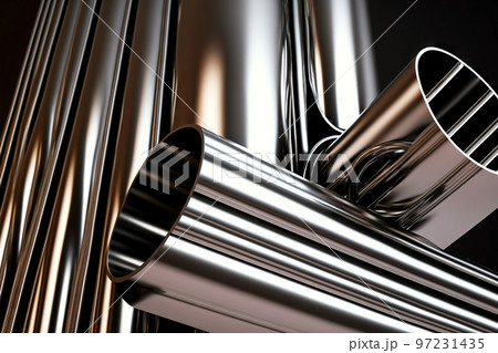 Shiny metal pipes manufactured by aluminum industry factory 97231435