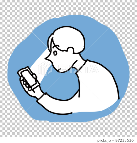 Illustration of a person looking at a smartphone Illustration of a person looking at a smartphone 97233530