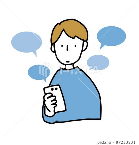 スマホでやり取りをする人のイラスト スマホでやり取りをする人のイラスト 97233531