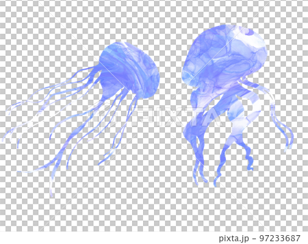 Jellyfish silhouette blue in alcohol ink art Jellyfish silhouette blue in alcohol ink art 97233687