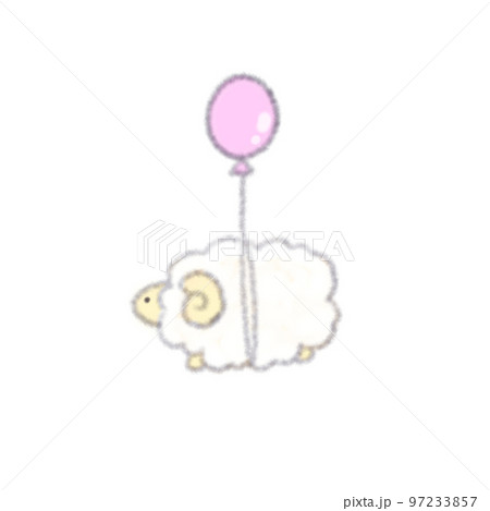 風船で空を飛ぶ羊 単体 風船で空を飛ぶ羊 単体 97233857