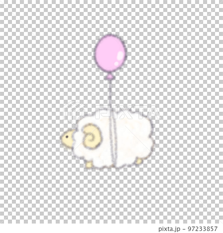 風船で空を飛ぶ羊 単体 風船で空を飛ぶ羊 単体 97233857