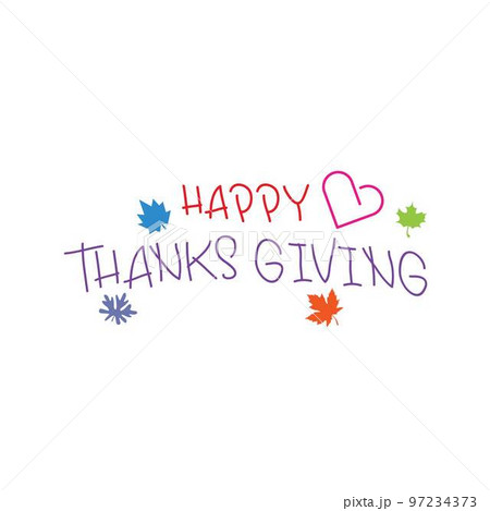 Amazing letter or word Thanks giving day font with leafs and love Image graphic icon logo design abstract concept vector stock. Can be used as a symbol associated with parcel or wordmark 97234373