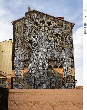 Mural called Monkey Bird in Burgos, Castille and Leon, Spain 97234900