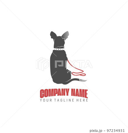 Artistic dog on the back with leash Image graphic icon logo design abstract concept vector stock. Can be used as a symbol related to animal or pet 97234931