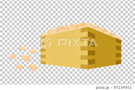 Mamemaki soybeans in a masu Setsubun day vector illustration_transparent background 97234951