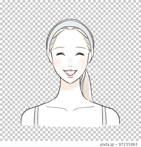 微笑的女人美麗的長頭髮 97235863