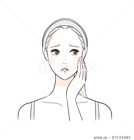 不調があって悩む女性　スキンケア 97235985