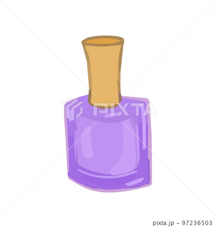 Hand drawn cute isolated clip art illustration of a bottle of purple nail polish Hand drawn cute isolated clip art illustration of a bottle of purple nail polish 97236503