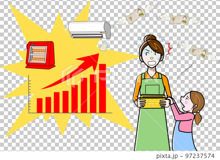 由於電費增加而掙扎於生計的家庭主婦 由於電費增加而掙扎於生計的家庭主婦 97237574