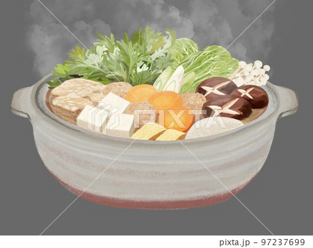 土鍋とガスコンロ（湯気PNG透過） 97237699