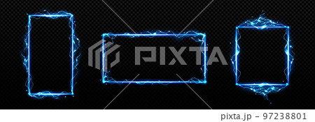 Lightning frames, blue electric borders vector set Lightning frames, blue electric borders vector set 97238801