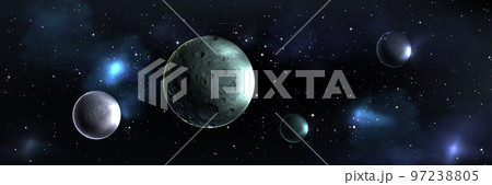 Space galaxy background with realistic planets Space galaxy background with realistic planets 97238805