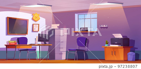 Cartoon police office interior design 97238807