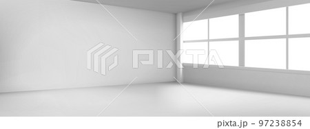 Empty room corner with large windows 97238854