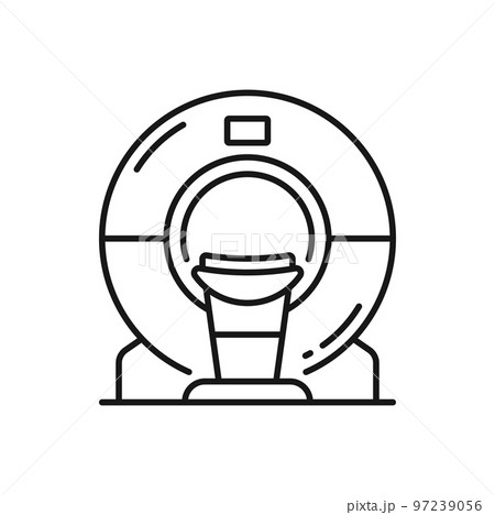 MRI scan outline icon, computed tomography machine. Vector computed tomography diagnostic magnetic resonance tomography, tomograph scanner 97239056