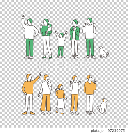 Whole body image set of a happy family 97239075