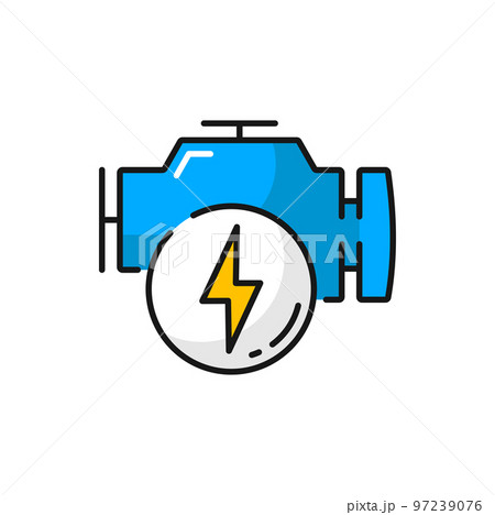 Electric car speed charging isolated color icon. Vehicle battery and thunder bolt energy power sign. Vector boost energy charging, flash sign Electric car speed charging isolated color icon. Vehicle battery and thunder bolt energy power sign. Vector boost energy charging, flash sign 97239076