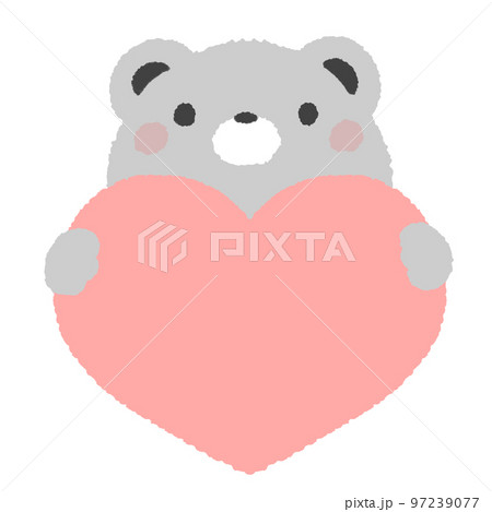 ハートを持つクマさん（文字無し）のイラスト素材 [97239077] - PIXTA