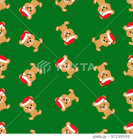 Cute cartoon bear. Vector illustration. Seamless pattern. Christmas. Cute cartoon bear. Vector illustration. Seamless pattern. Christmas. 97239509