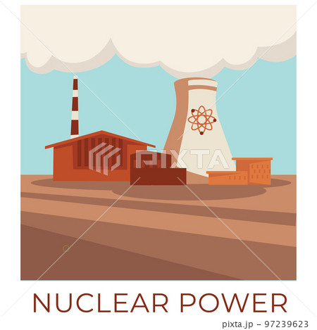 Nuclear power, station producing energy and electricity vector 97239623
