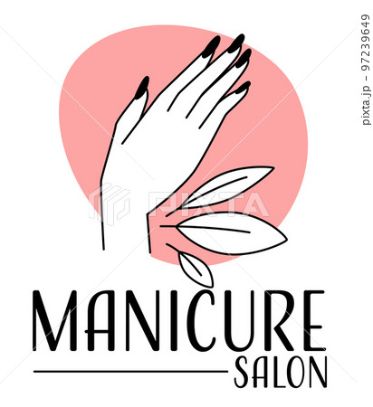 Manicure and pedicure salon, chiropody label or beauty salon 97239649