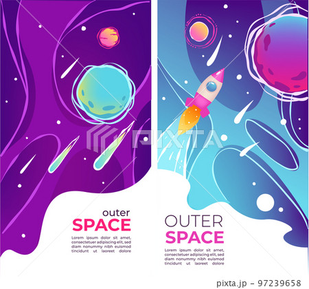 Outer space and universe exploration, posters with text Outer space and universe exploration, posters with text 97239658