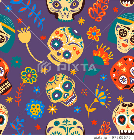 Dia de los muertos, mexican holiday celebration skulls Dia de los muertos, mexican holiday celebration skulls 97239679