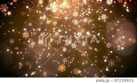 Gold christmas background with snowflakes, star and shiny lights for holidays greeting card 97239913